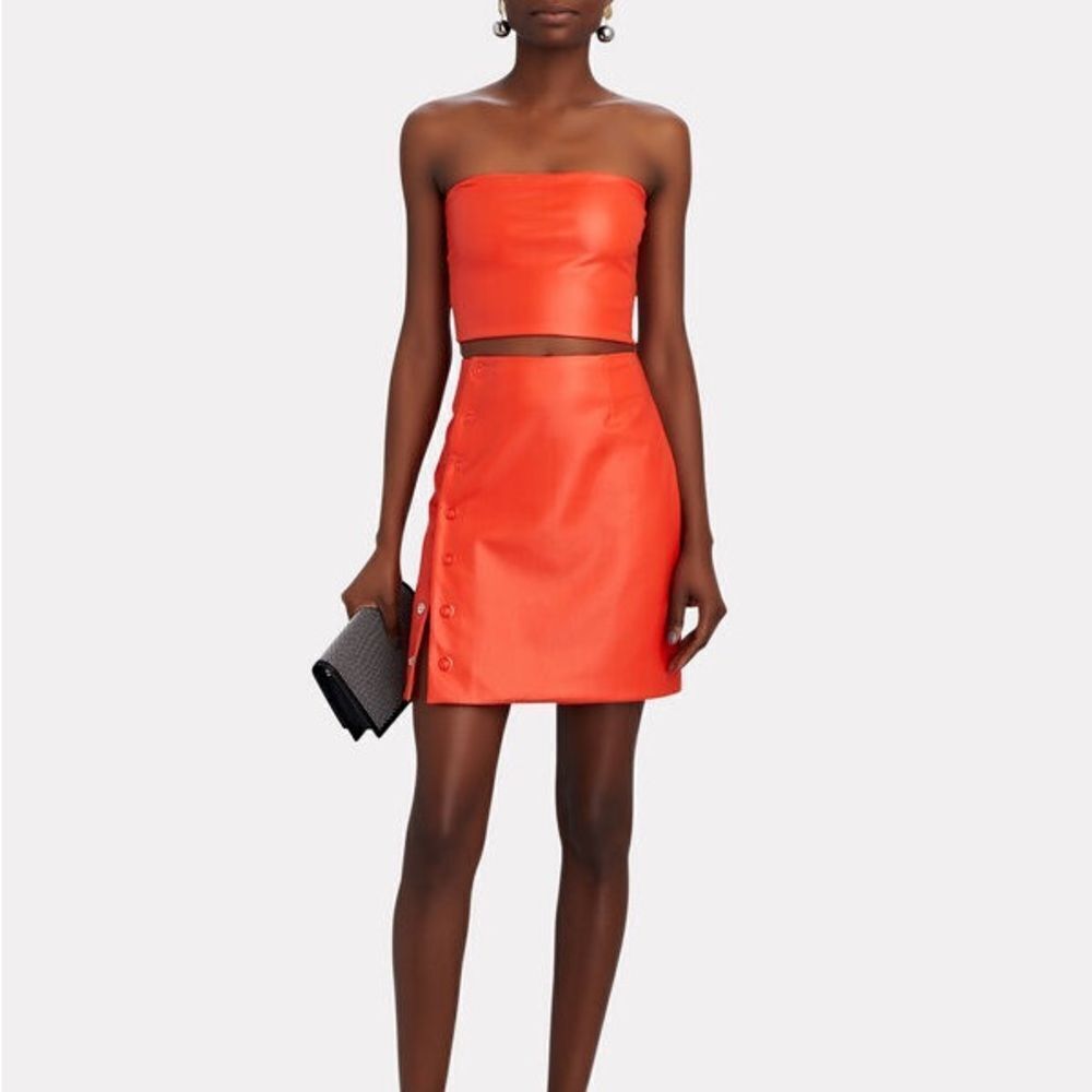 NWT Lapointe Faux Leather Tube Top Poppy size 8 - Picture 12 of 13